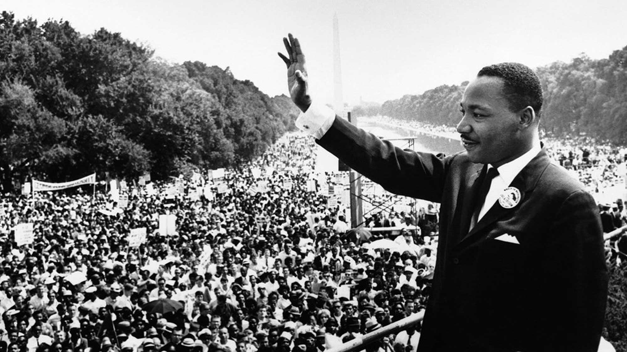 Martin Luther King Jr. addresses a crowd from the steps of the Lincoln Memorial where he delivered his famous, “I Have a Dream,” speech during the Aug. 28, 1963, march on Washington, D.C.
