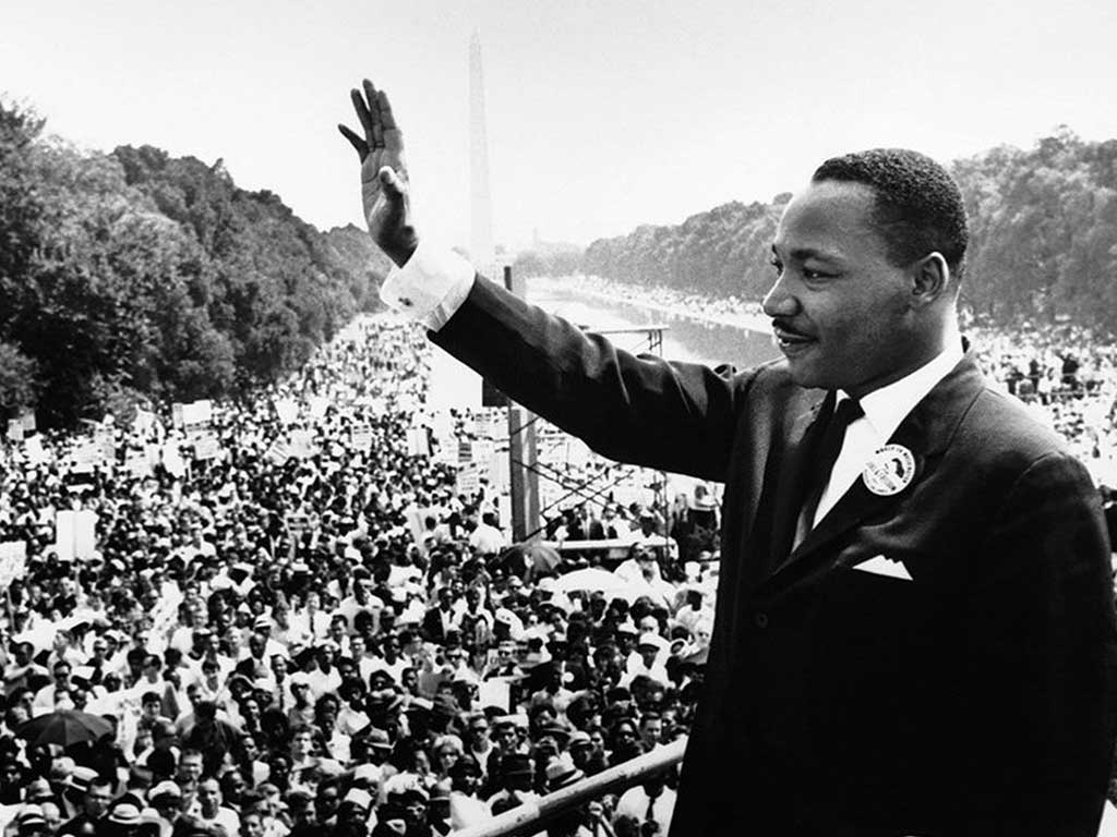 Martin Luther King Jr. addresses a crowd from the steps of the Lincoln Memorial where he delivered his famous, “I Have a Dream,” speech during the Aug. 28, 1963, march on Washington, D.C.
